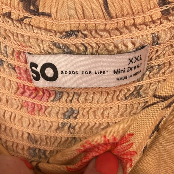 SO Peach Floral Mini Peasant Dress Light and Perfect for Spring/Summer! Size XXL - Picture 3 of 5